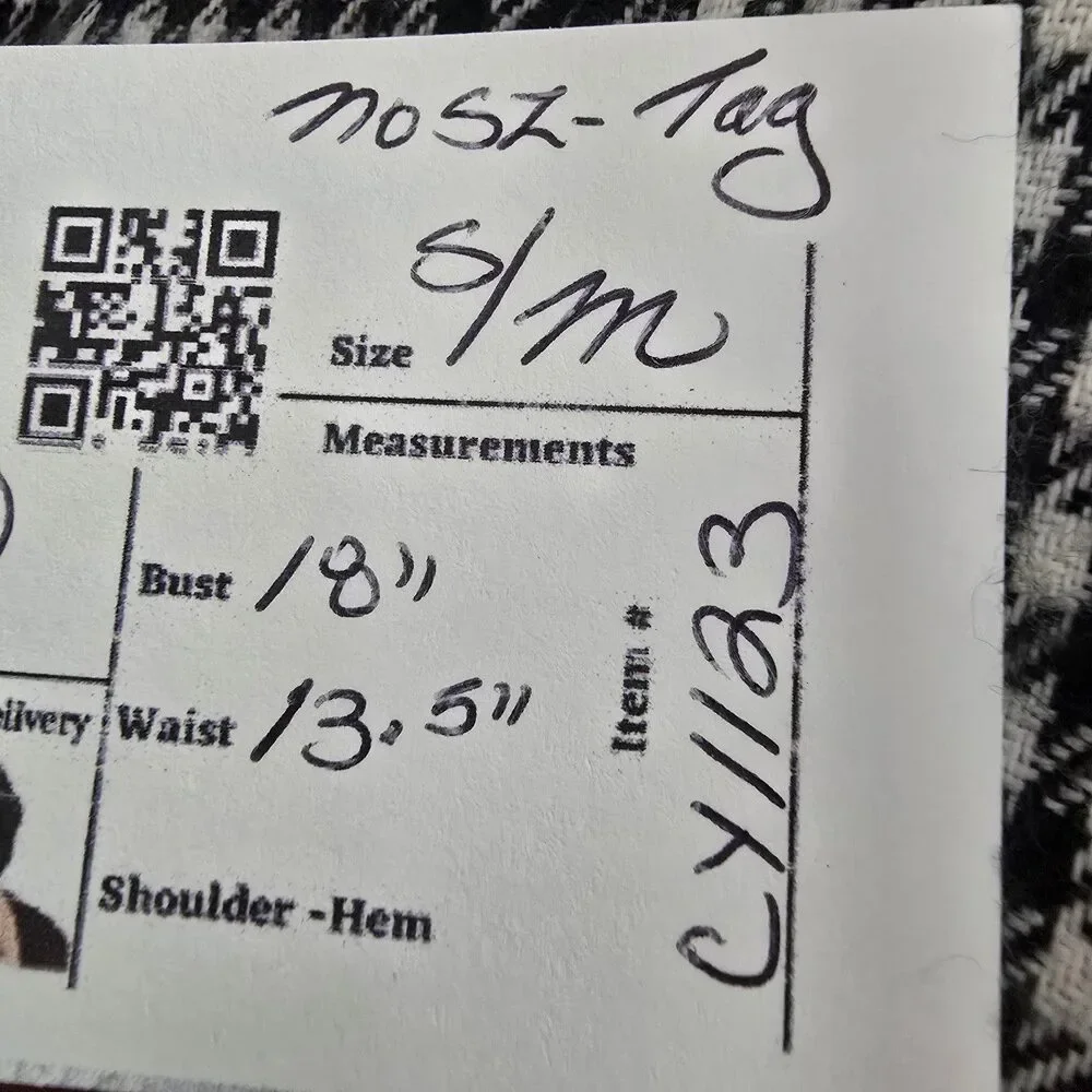 Vintage Algo Ettes Black Hounds Tooth Long Sleeve Button Up Midi Dress Size S/M - Picture 12 of 12